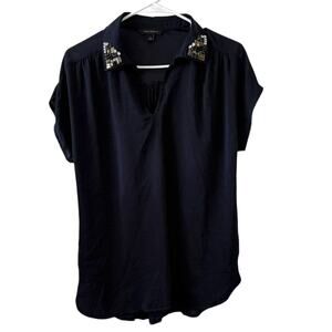 Banana Republic Embellished Collar Black Blouse – Size Small